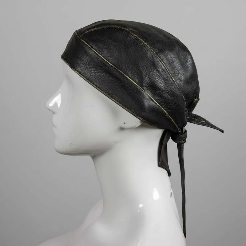 Open Road Rub Off Brown Leather Skull Cap-2