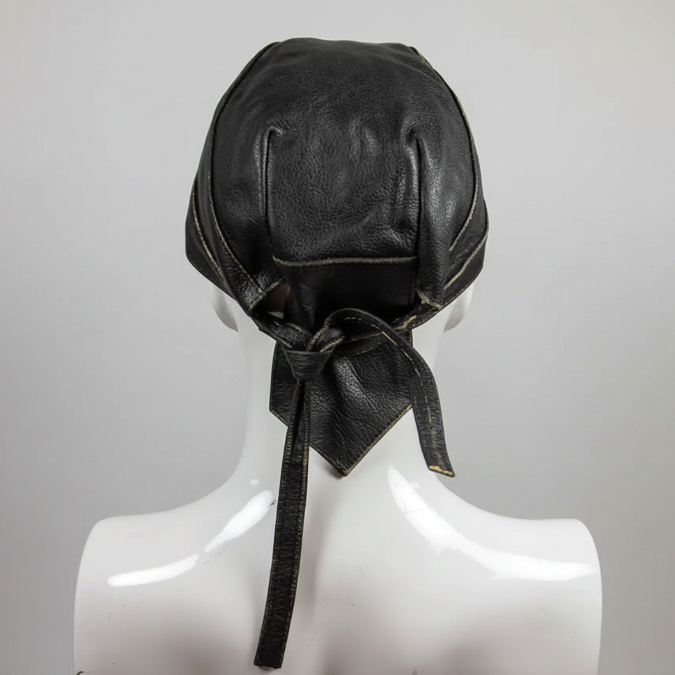 Open Road Rub Off Brown Leather Skull Cap-3