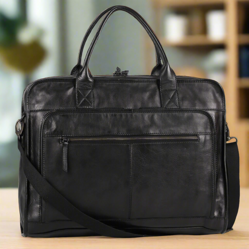 MET Two Handle Messenger Laptop Leather Bag-1