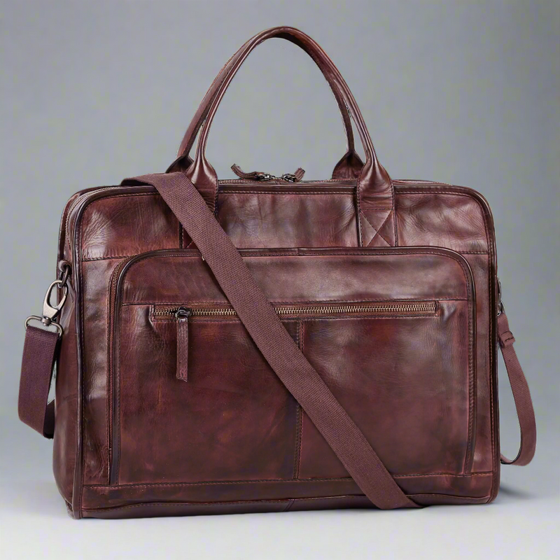 MET Two Handle Messenger Laptop Leather Bag-5
