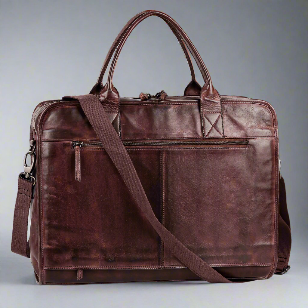 MET Two Handle Messenger Laptop Leather Bag-6