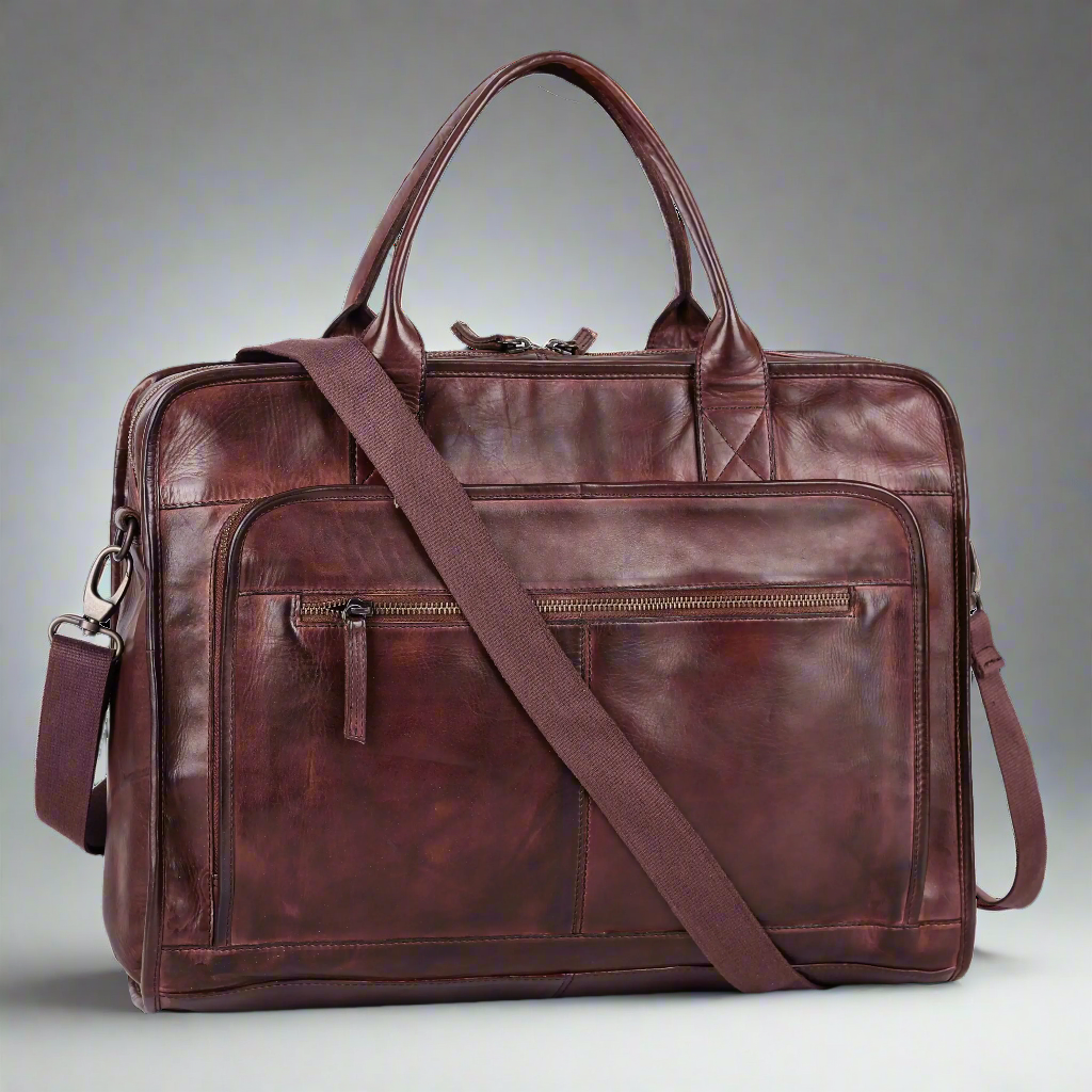 MET Two Handle Messenger Laptop Leather Bag-4