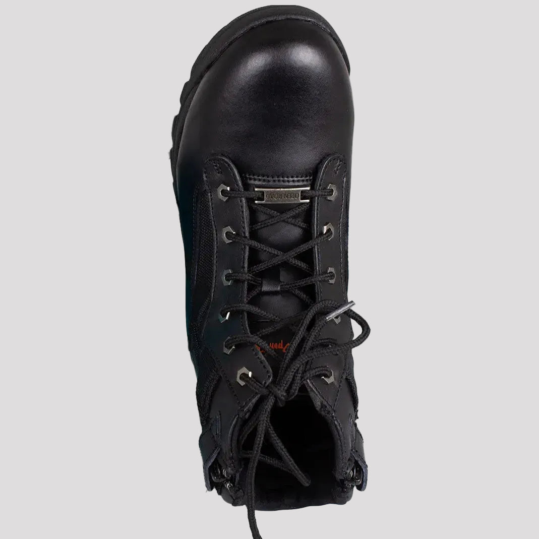 Open Road Women's Black Leather Tactical Lace-Up Boots with Side Zippers Entry-4