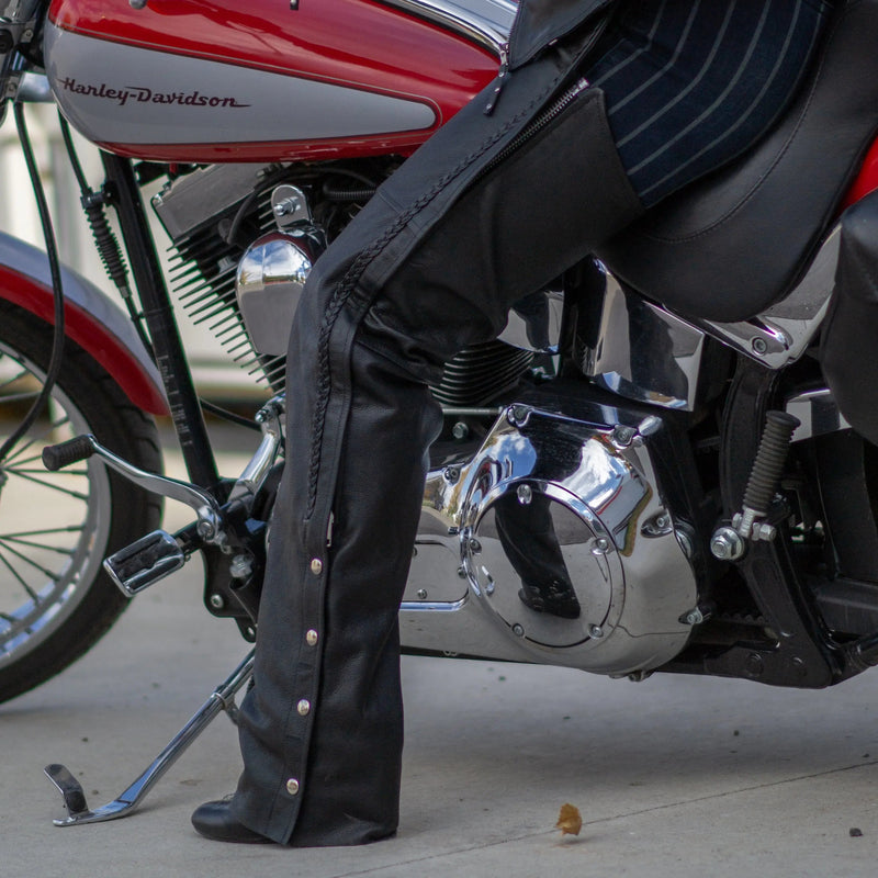 Open Road Women's Braid Detail Premium Leather Chaps-1