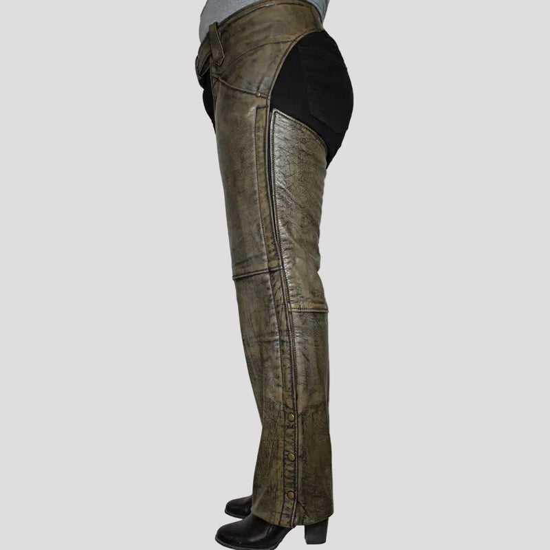 Open Road Women's Distressed Brown Leather Chaps-2