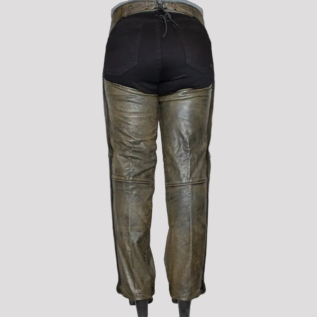 Open Road Women's Distressed Brown Leather Chaps-3