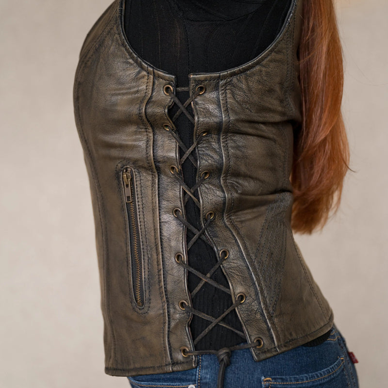 Open Road Women's Distressed Brown Vest-3
