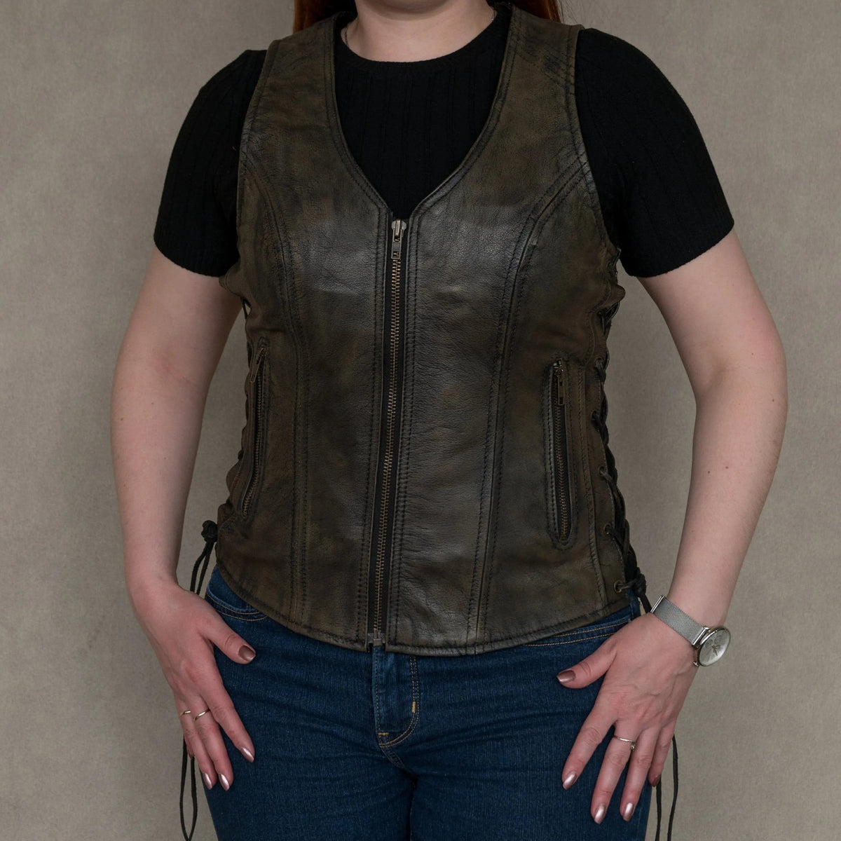Open Road Women's Distressed Brown Vest-5
