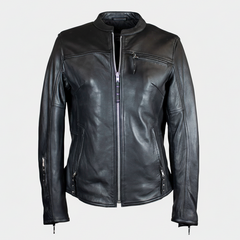 Open Road Women's Racer Leather Motorcycle Jacket-2