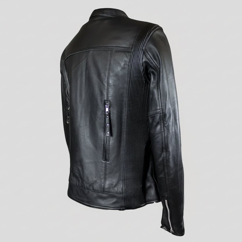 Open Road Women's Racer Leather Motorcycle Jacket-4