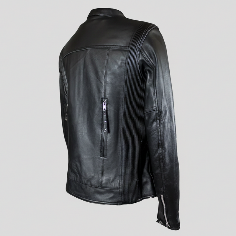Open Road Women's Racer Leather Motorcycle Jacket-4