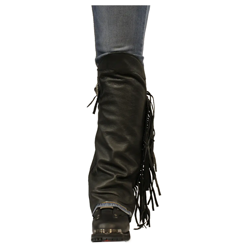 Open Road Women's Side Fringe Leather Half Chaps-4