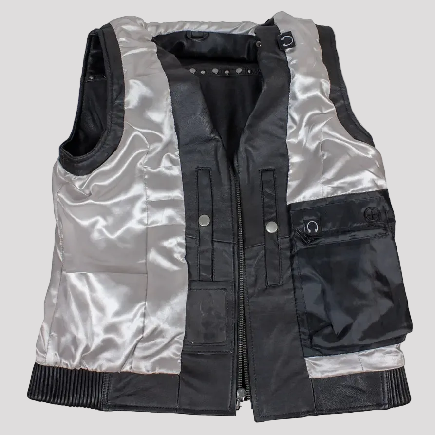 Open Road Women's Studded Leather Vest-5