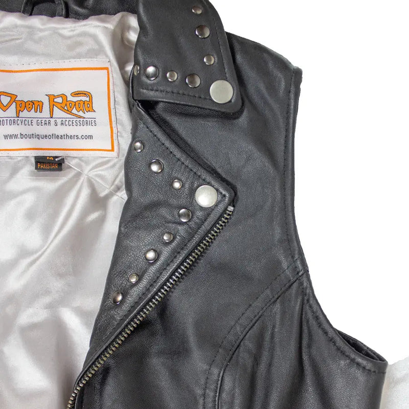 Open Road Women's Studded Leather Vest-6
