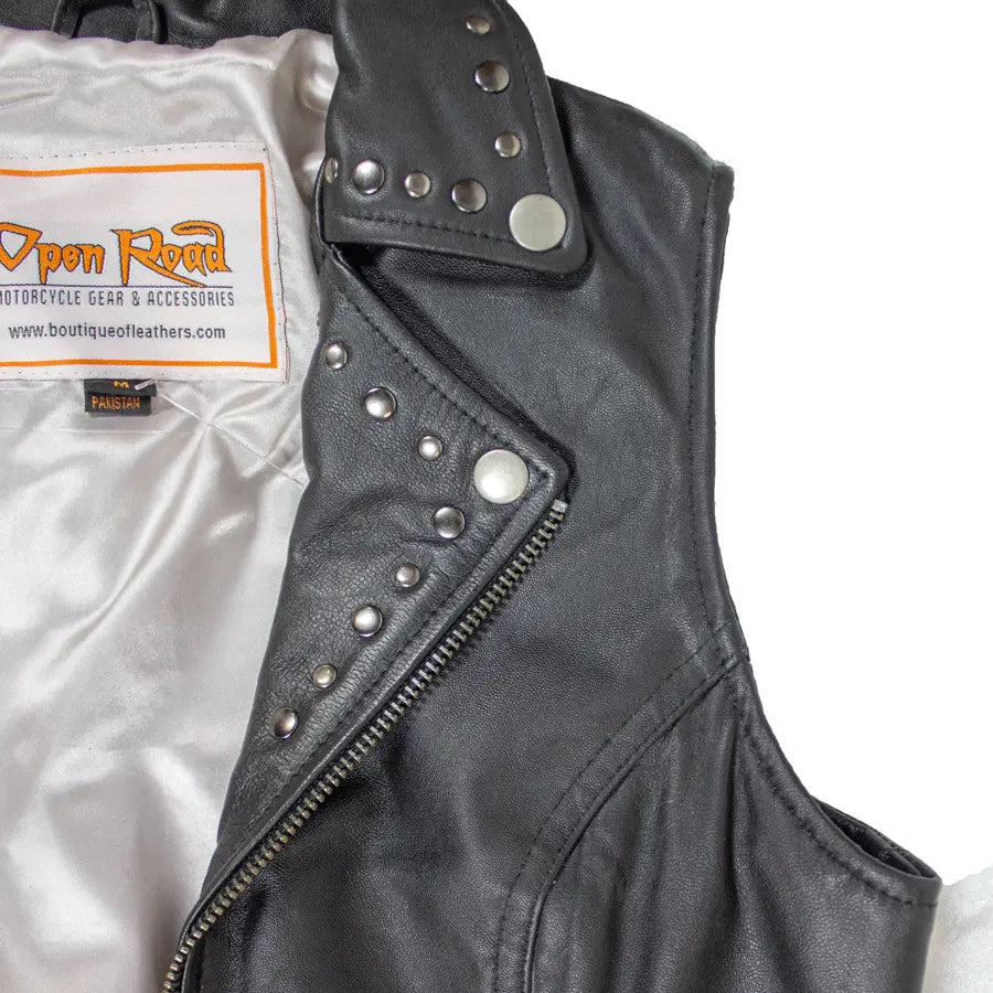Open Road Women's Studded Leather Vest-6