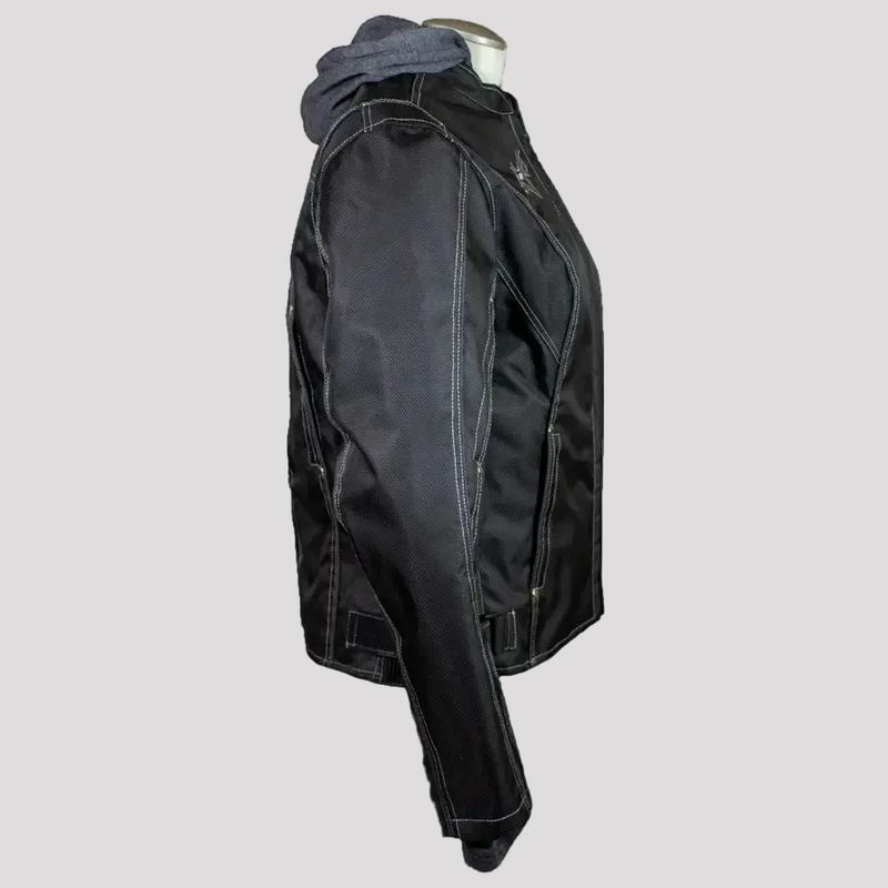 Open Road Women's Zip-Out Hoodie Reflective Textile Motorcycle Jacket-2