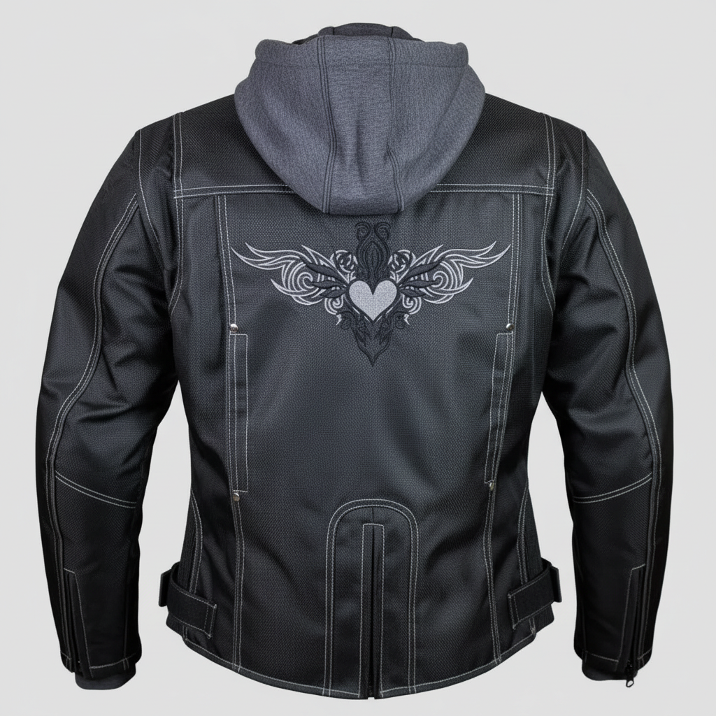 Open Road Women's Zip-Out Hoodie Reflective Textile Motorcycle Jacket-3