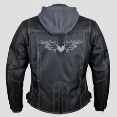 Open Road Women's Zip-Out Hoodie Reflective Textile Motorcycle Jacket-3