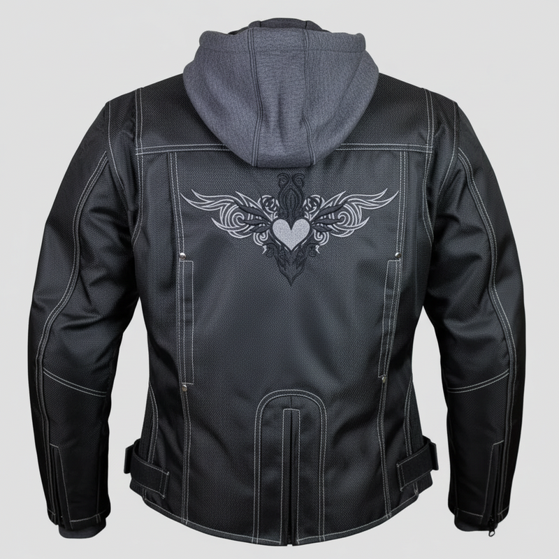 Open Road Women's Zip-Out Hoodie Reflective Textile Motorcycle Jacket-3