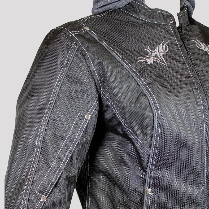 Open Road Women's Zip-Out Hoodie Reflective Textile Motorcycle Jacket-5
