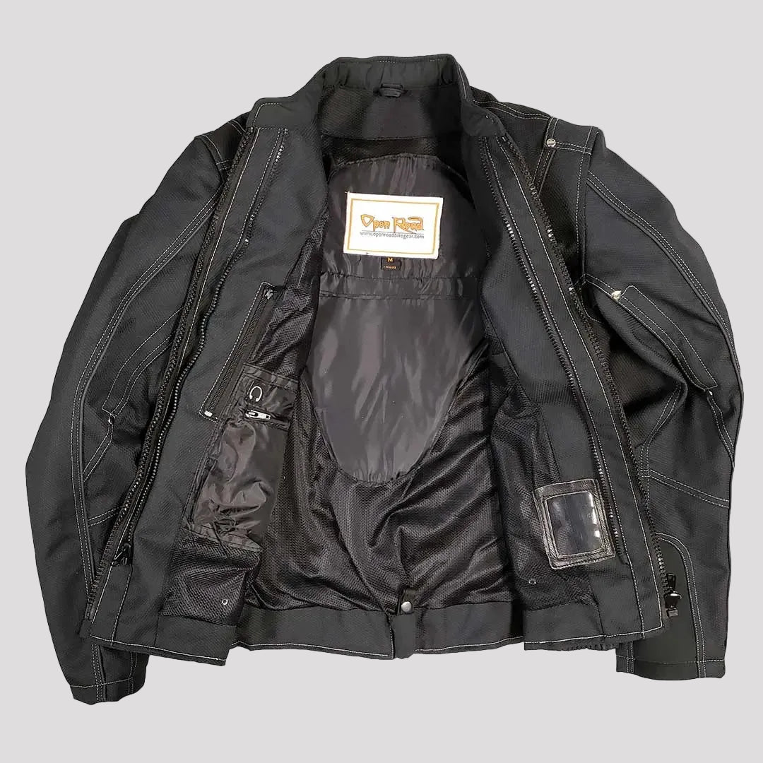 Open Road Women's Zip-Out Hoodie Reflective Textile Motorcycle Jacket-9
