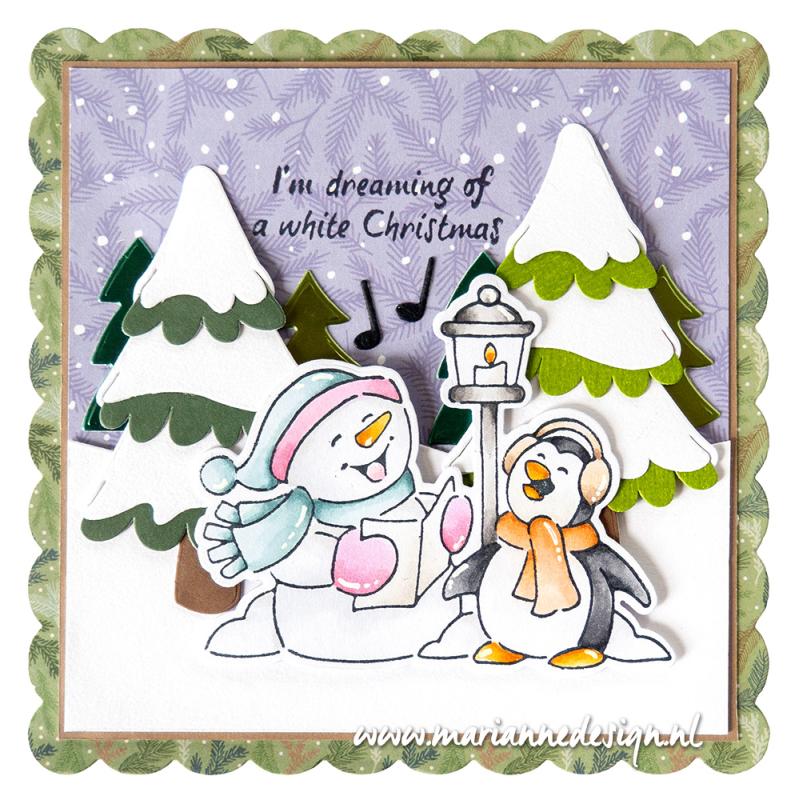 Marianne Design Stamp & Die Set - Eline's Animals - Snowman & Penguin-2
