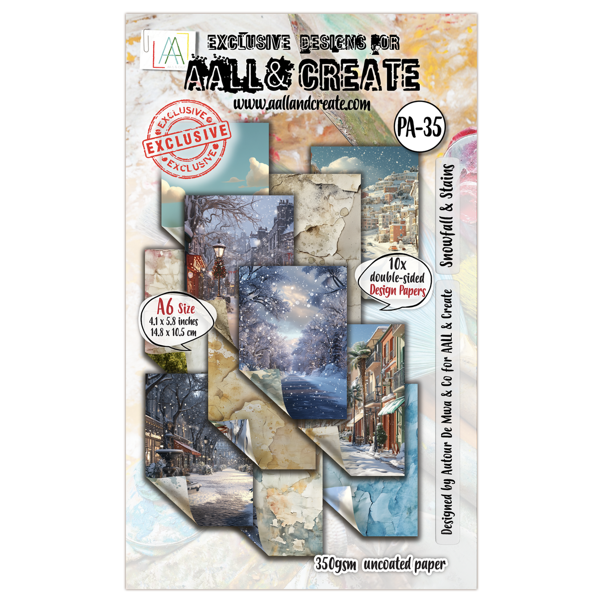 AALL and Create - A6 Design Paper - Snowfall & Stains-1