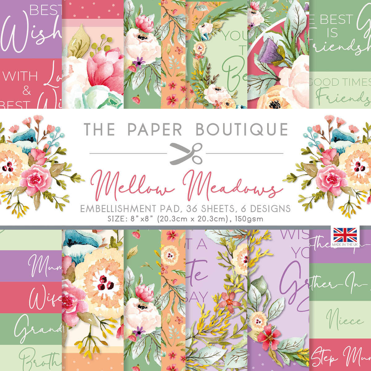 The Paper Boutique Mellow Meadows 8x8 Embellishments Pad-1