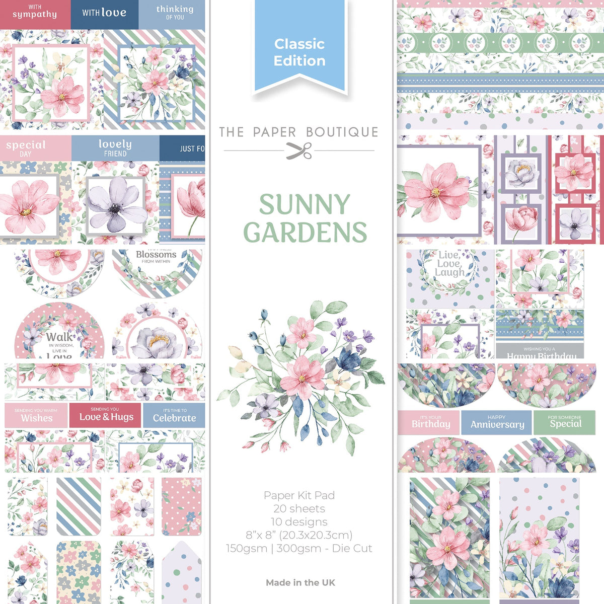 The Paper Boutique Sunny Gardens Bloc de papier 20 x 20 cm-1