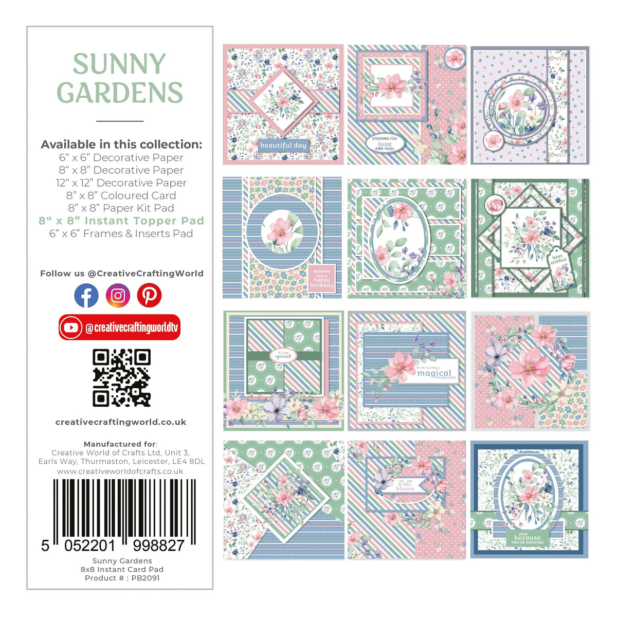 Bloc de cartes instantanées The Paper Boutique Sunny Gardens 20,3 x 20,3 cm-8