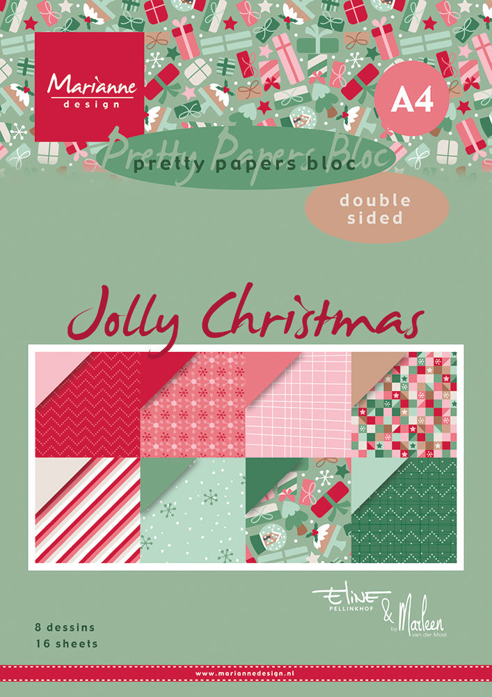 Marianne Design A4 Pretty Papers Bloc - Jolly Christmas-1