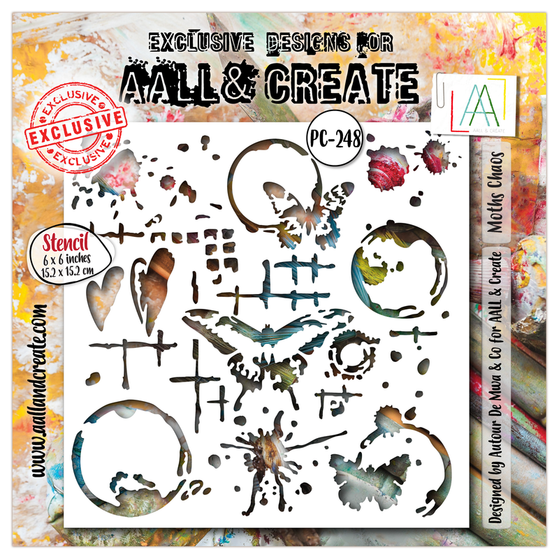 AALL and Create - 6"x6" Stencil - Moths Chaos-1