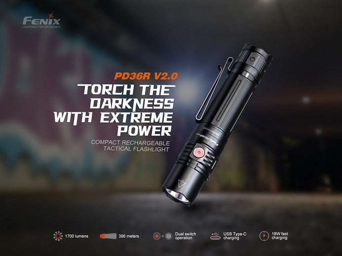 Fenix PD36R V2.0 Compact Rechargeable Tactical Flashlight-2