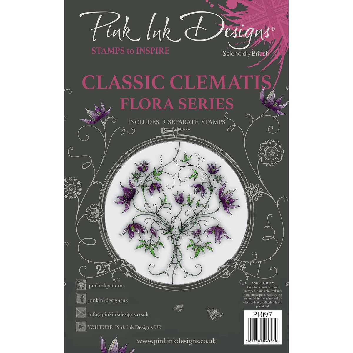 Pink Ink Designs Classic Clematis A5 Clear Stamp Set-1