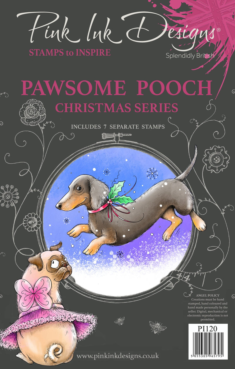 Pink Ink Designs Pawsome Pooch A5 Clear Stamp-1