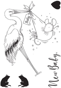 Pink Ink Designs Stork Mouse 3 in x 4 in Clear Stamp Set-4