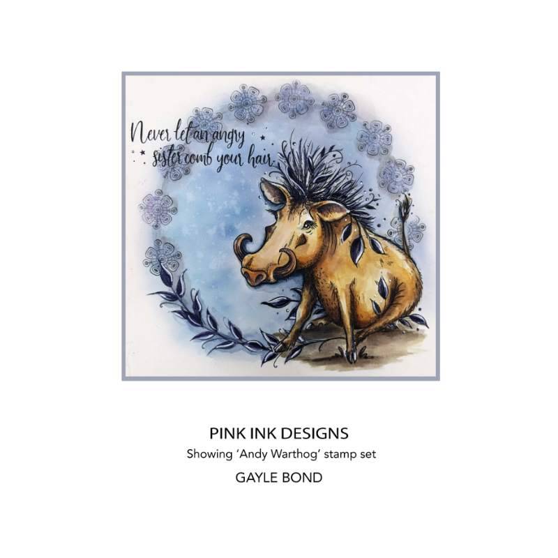 Pink Ink Designs Andy Warthog 6 in x 8 in Clear Stamp Set-2