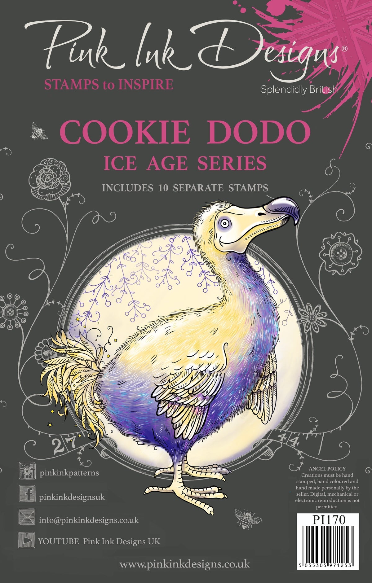 Pink Ink Designs Cookie Dodo 6 in x 8 in Clear Stamp Set-1