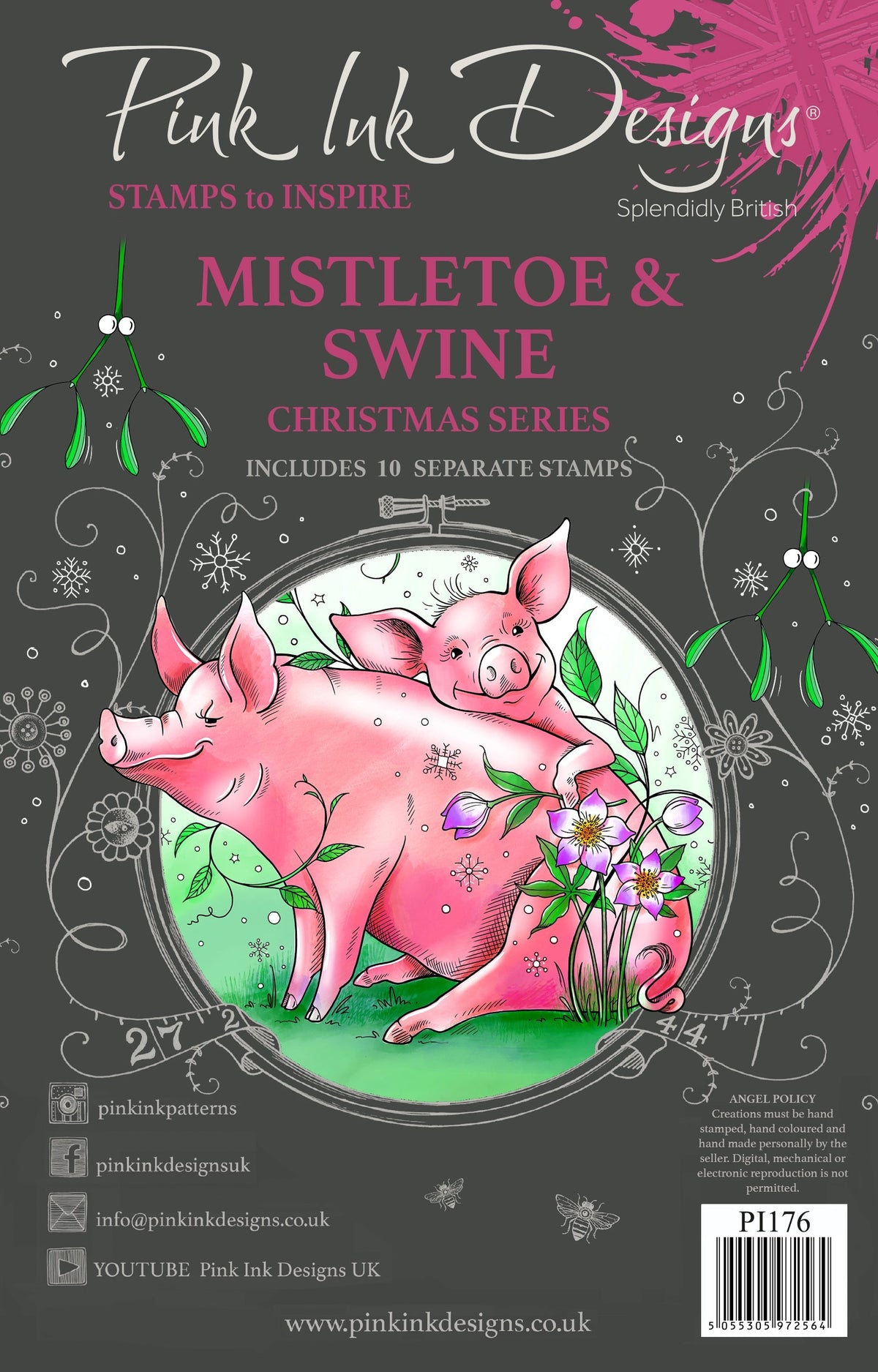 Pink Ink Designs Mistletoe & Swine 6 in x 8 in Clear Stamp Set-1
