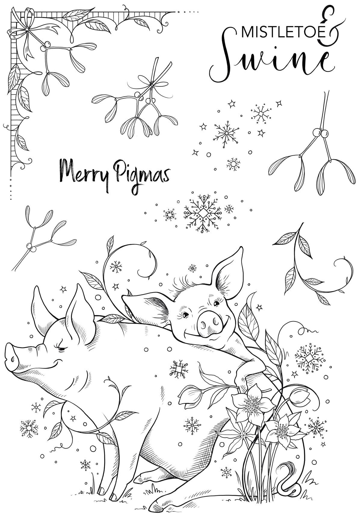 Pink Ink Designs Mistletoe & Swine 6 in x 8 in Clear Stamp Set-5