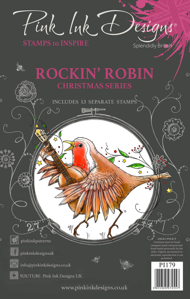 Pink Ink Designs Rockin Robin 6 in x 8 in Clear Stamp Set-1