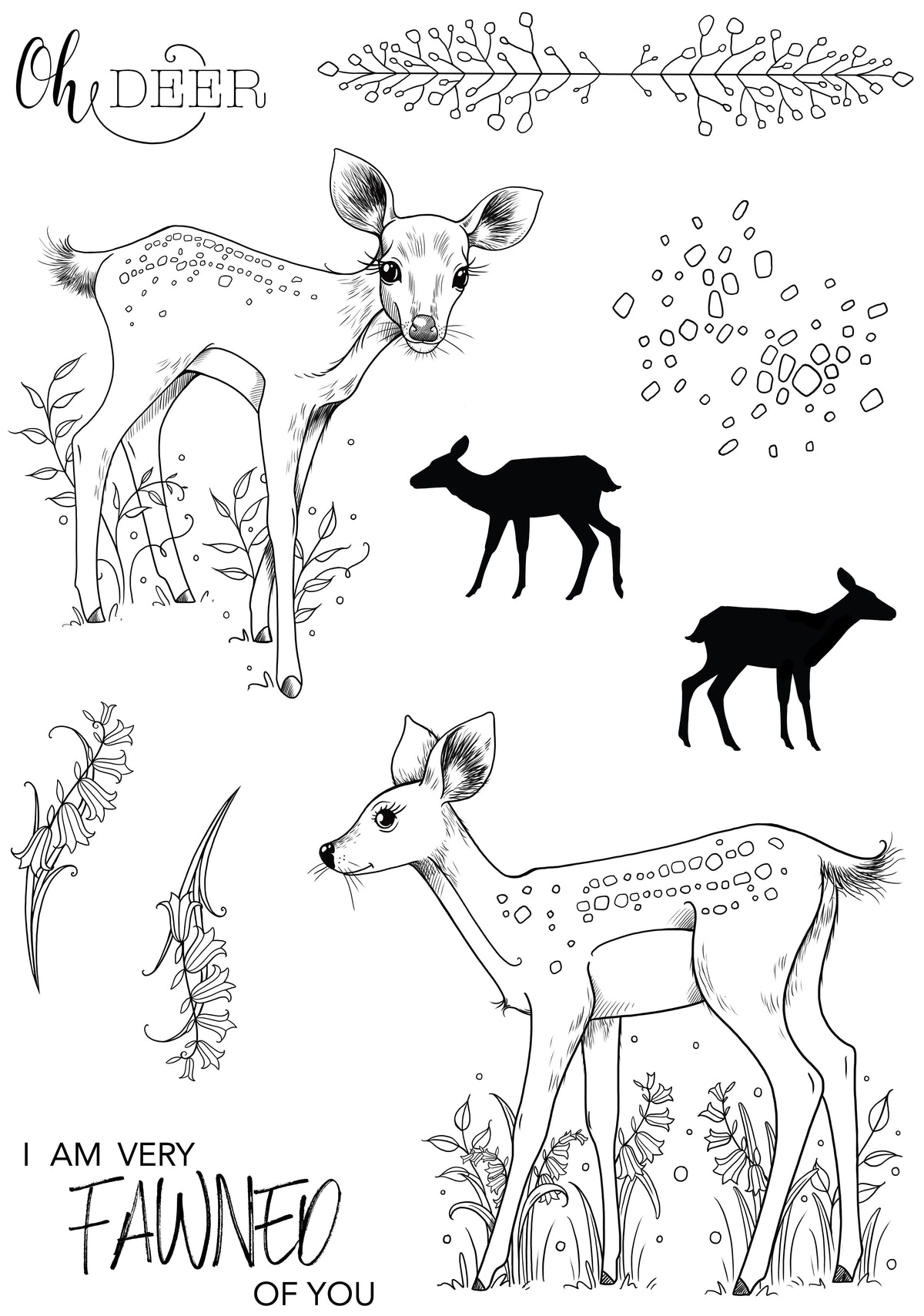 Pink Ink Designs Fawn 6 in x 8 in Clear Stamp Set-6