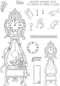 Pink Ink Designs Hickory Dickory Dock 6 in x 8 in Clear Stamp Set-16
