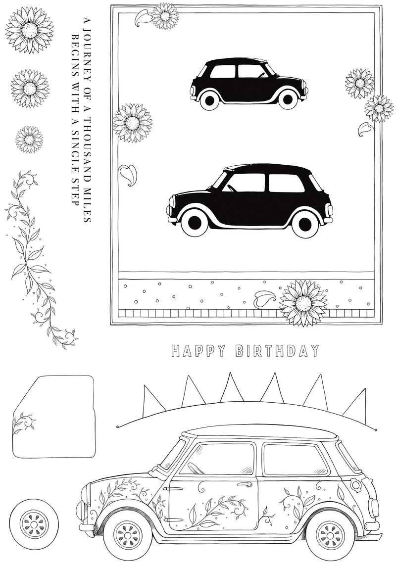 Pink Ink Designs Mini Driver 6 in x 8 in Clear Stamp Set-2