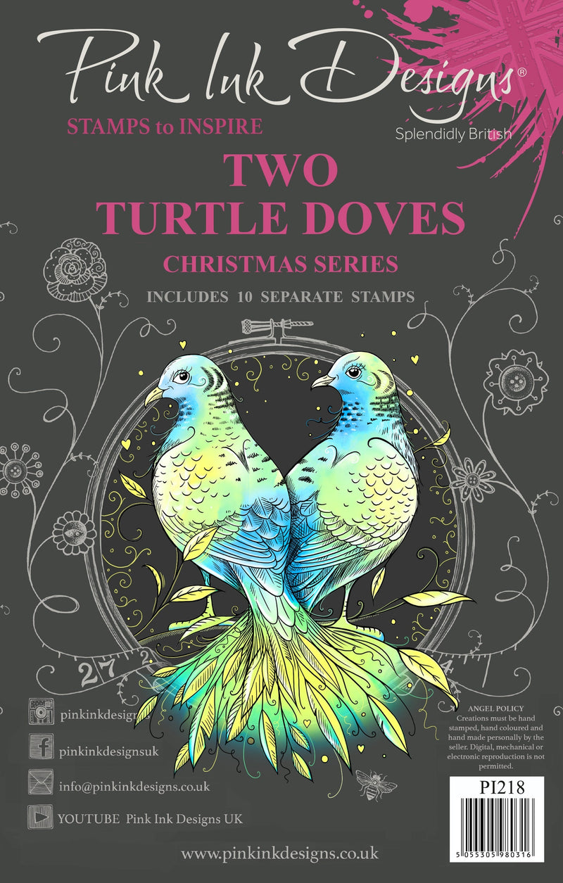 Pink Ink Designs Two Turtle Doves 6 in x 8 in Clear Stamp Set-1