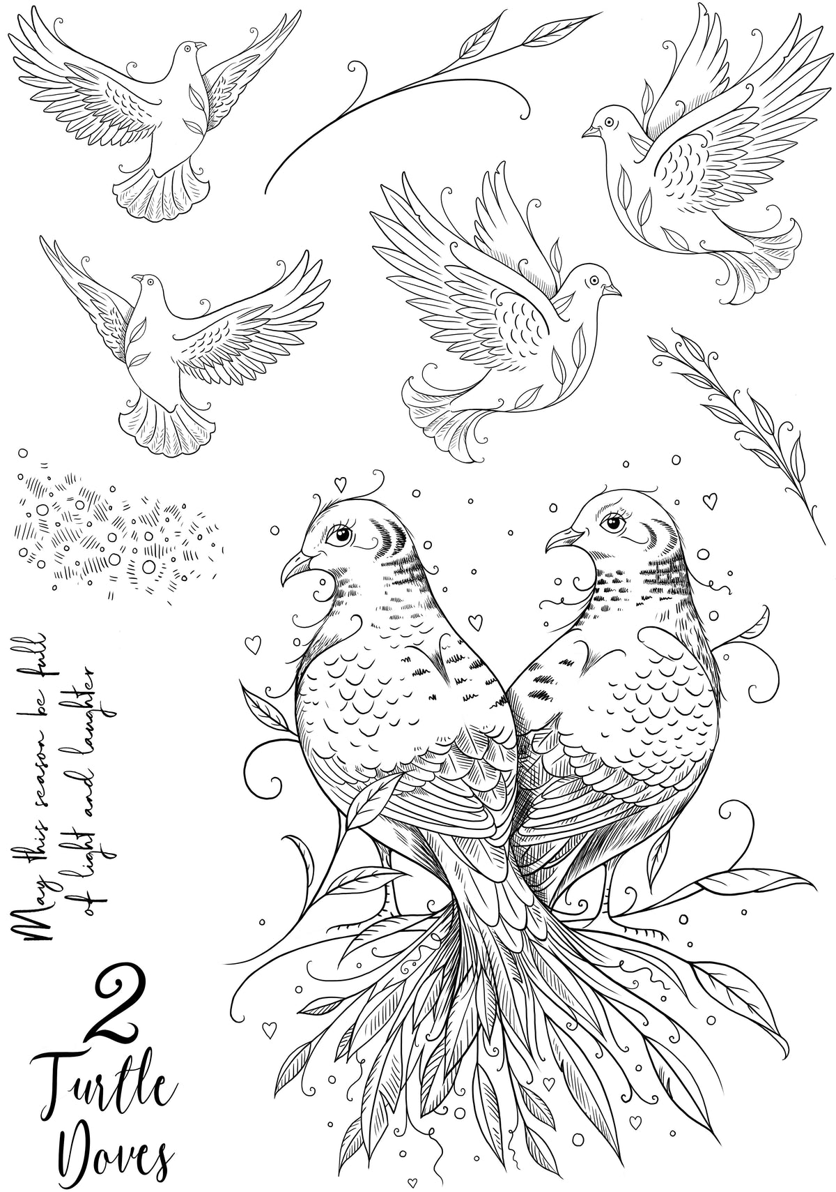Pink Ink Designs Two Turtle Doves 6 in x 8 in Clear Stamp Set-13
