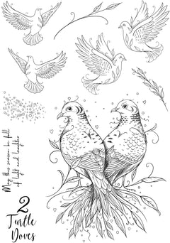 Pink Ink Designs Two Turtle Doves 6 in x 8 in Clear Stamp Set-13