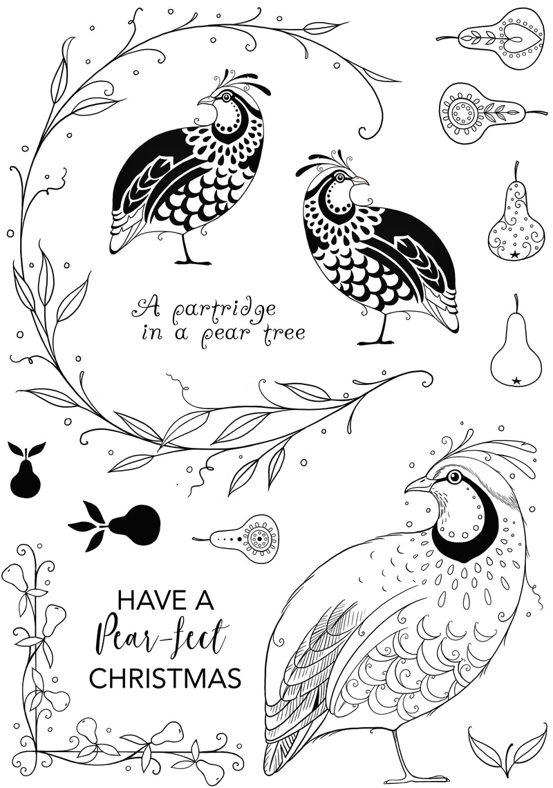 Pink Ink Designs Partridge In A Pear Tree 6 in x 8 in Clear Stamp Set-9