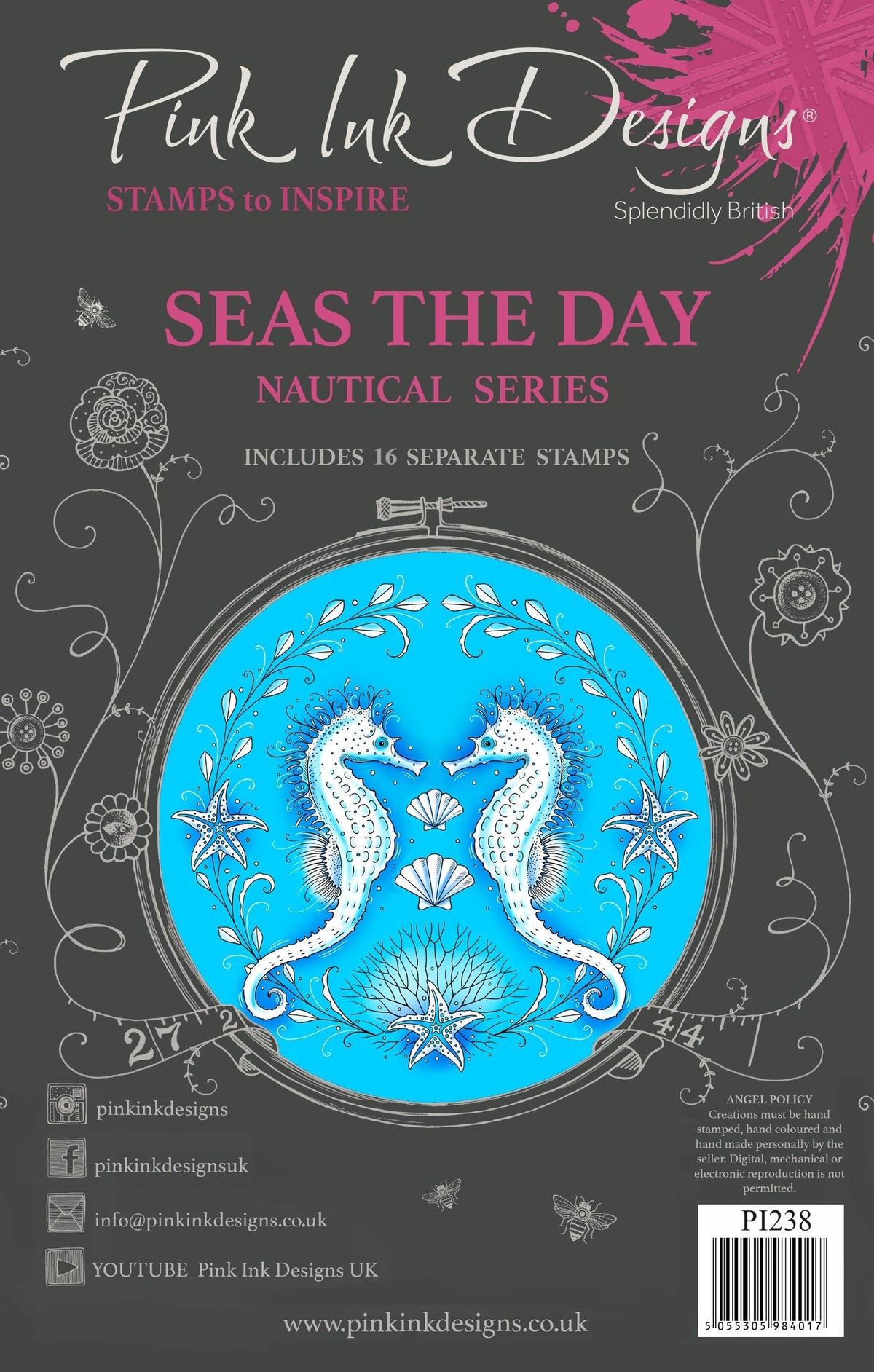 Set de sellos transparentes Seas The Day de 6 pulgadas x 8 pulgadas de Pink Ink Designs-1