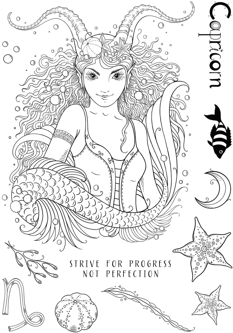 Pink Ink Designs Capricorn 15,2 x 20,3 cm Lot de Tampons Transparents-2